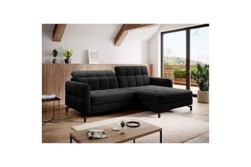 Seksjon Eltap Lorelle 225x160x105 cm - Inari 100, Svart, Høyre - Møbler - Sofaer - Sovesofaer - Sovesofa divan