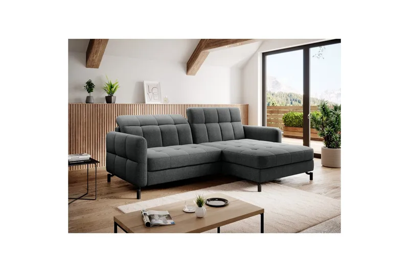 Seksjon Eltap Lorelle 225x160x105 cm - Inari 96, Mørk grå, Høyre - Møbler - Sofaer - Sovesofaer - Sovesofa divan