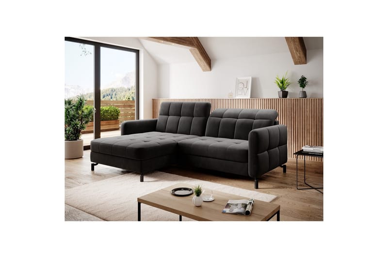 Seksjon Eltap Lorelle 225x160x105 cm - Kronos 07, Svart, Venstre - Møbler - Sofaer - Sovesofaer - Sovesofa divan