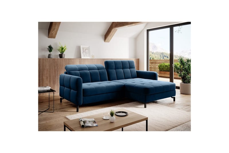 Seksjon Eltap Lorelle 225x160x105 cm - Kronos 09, Mørk Blå, Høyre - Møbler - Sofaer - Sovesofaer - Sovesofa divan