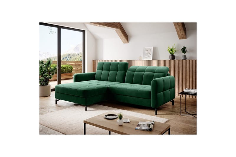Seksjon Eltap Lorelle 225x160x105 cm - Kronos 19, Mørk Grønn, Venstre - Møbler - Sofaer - Sovesofaer - Sovesofa divan