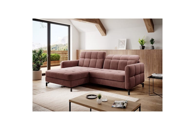 Seksjon Eltap Lorelle 225x160x105 cm - Kronos 29, Rosa, Venstre - Møbler - Sofaer - Sovesofaer - Sovesofa divan