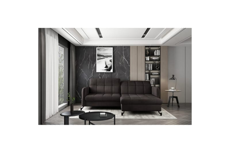 Seksjon Eltap Lorelle 225x160x105 cm - Mat Velvet 29, Brun, Høyre - Møbler - Sofaer - Sovesofaer - Sovesofa divan