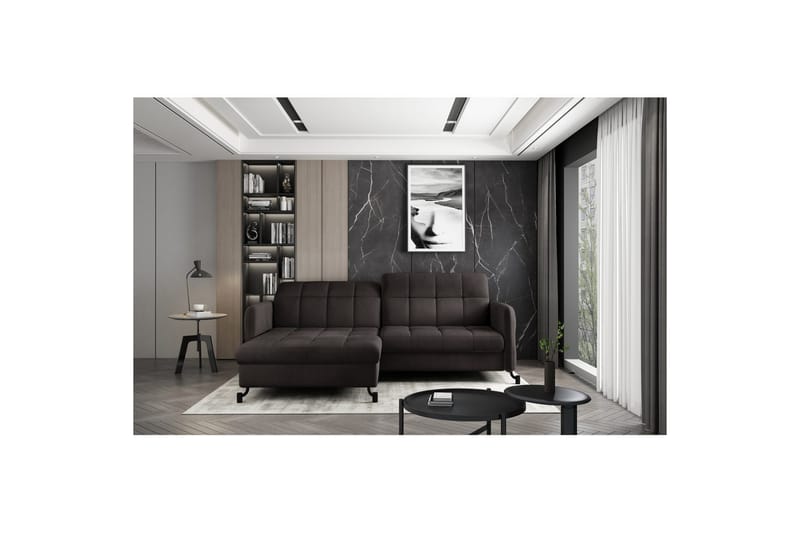 Seksjon Eltap Lorelle 225x160x105 cm - Mat Velvet 29, Brun, Venstre - Møbler - Sofaer - Sovesofaer - Sovesofa divan
