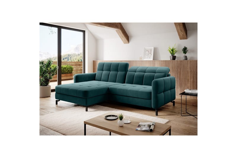 Seksjon Eltap Lorelle 225x160x105 cm - Mat Velvet 75, Grønn, Venstre - Møbler - Sofaer - Sovesofaer - Sovesofa divan