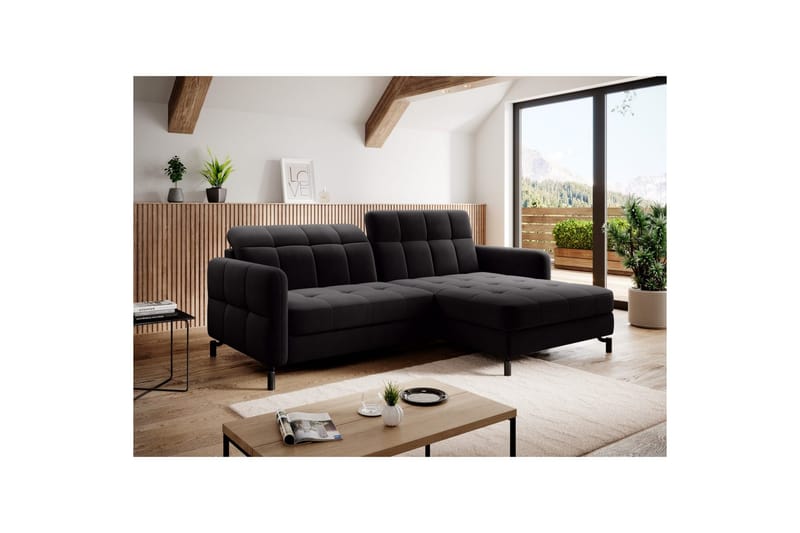 Seksjon Eltap Lorelle 225x160x105 cm - Mat Velvet 99, Blå, Høyre - Møbler - Sofaer - Sovesofaer - Sovesofa divan