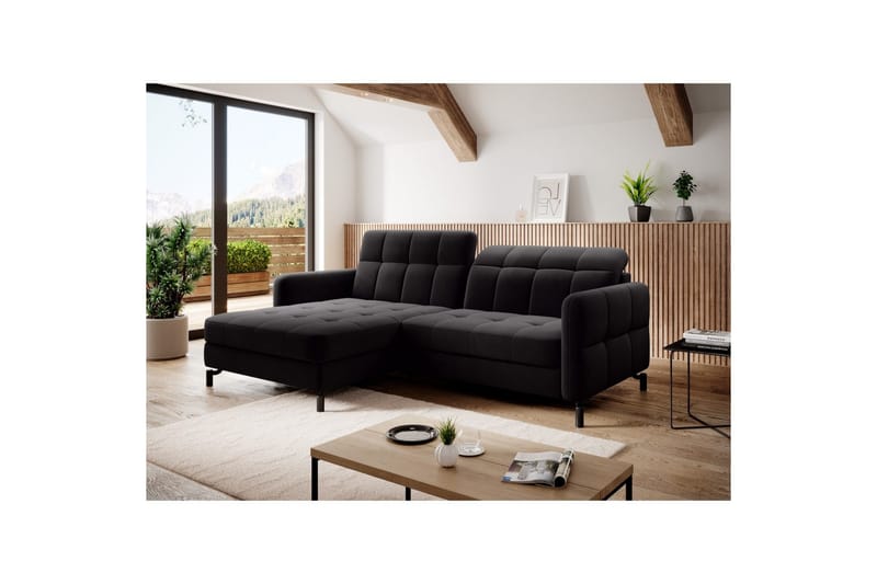 Seksjon Eltap Lorelle 225x160x105 cm - Mat Velvet 99, Blå, Venstre - Møbler - Sofaer - Sovesofaer - Sovesofa divan