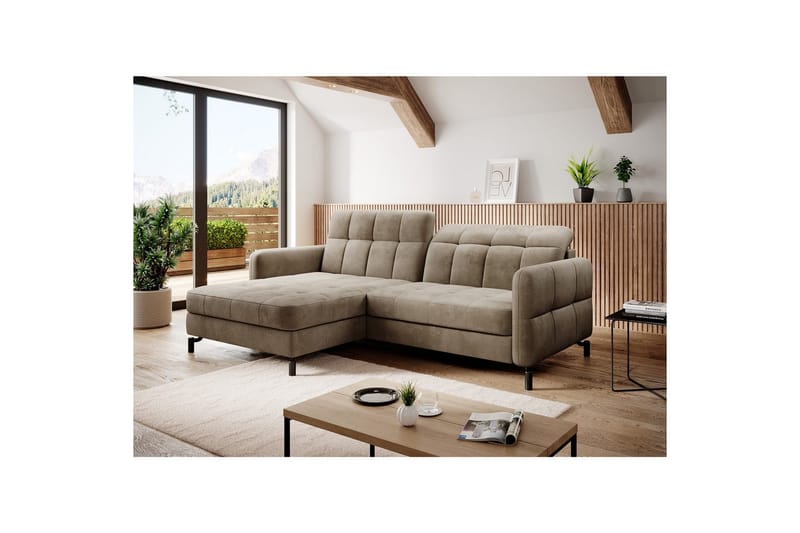 Seksjon Eltap Lorelle 225x160x105 cm, Monolith 09, Mørk Beige, Venstre