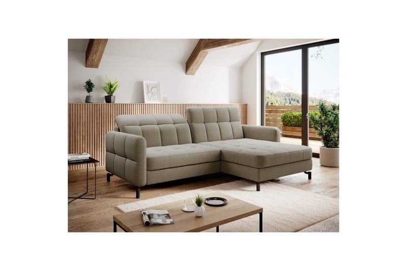 Seksjon Eltap Lorelle 225x160x105 cm - Monolith 29, Brun, Venstre - Møbler - Sofaer - Sovesofaer - Sovesofa divan