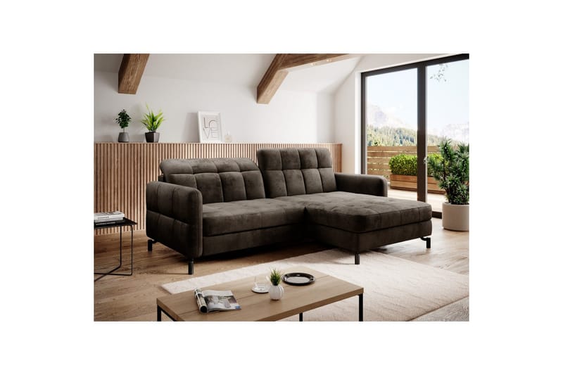 Seksjon Eltap Lorelle 225x160x105 cm - Monolith 29, Mørk Brun, Høyre - Møbler - Sofaer - Sovesofaer - Sovesofa divan
