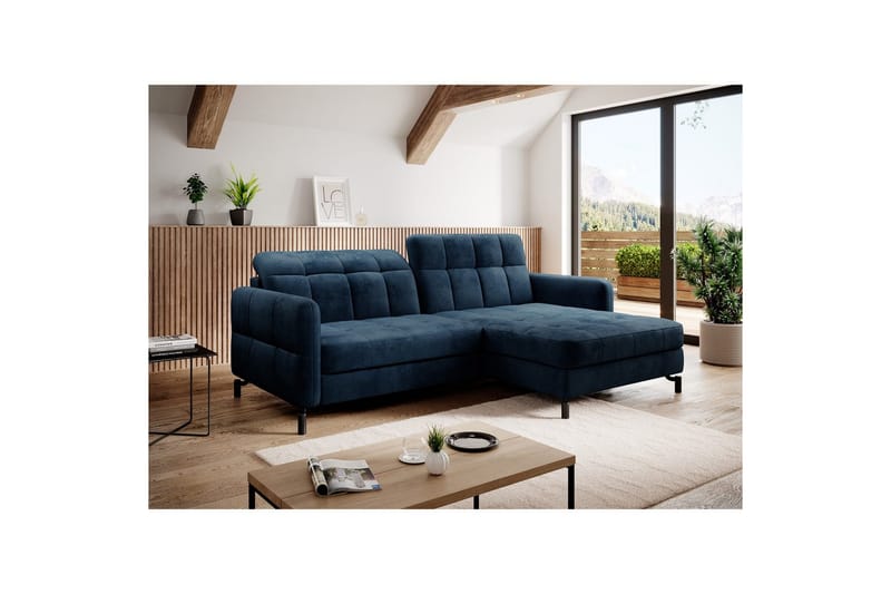Seksjon Eltap Lorelle 225x160x105 cm - Monolith 77, Blå, Høyre - Møbler - Sofaer - Sovesofaer - Sovesofa divan