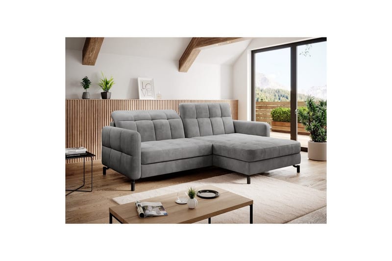 Seksjon Eltap Lorelle 225x160x105 cm - Monolith 84, Lys grå, Høyre - Møbler - Sofaer - Sovesofaer - Sovesofa divan