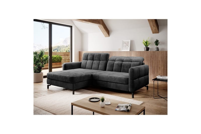 Seksjon Eltap Lorelle 225x160x105 cm - Monolith 97, Mørk Grå, Venstre - Møbler - Sofaer - Sovesofaer - Sovesofa divan