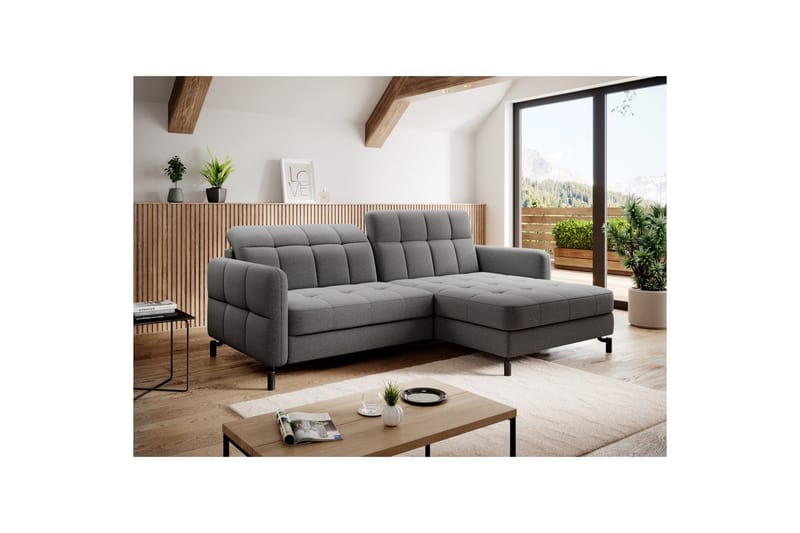 Seksjon Eltap Lorelle 225x160x105 cm - Omega 13, Mørk Grå, Høyre - Møbler - Sofaer - Sovesofaer - Sovesofa divan