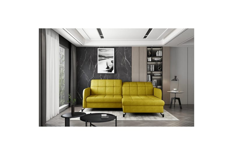 Seksjon Eltap Lorelle 225x160x105 cm - Omega 68, Gul, Høyre - Møbler - Sofaer - Sovesofaer - Sovesofa divan