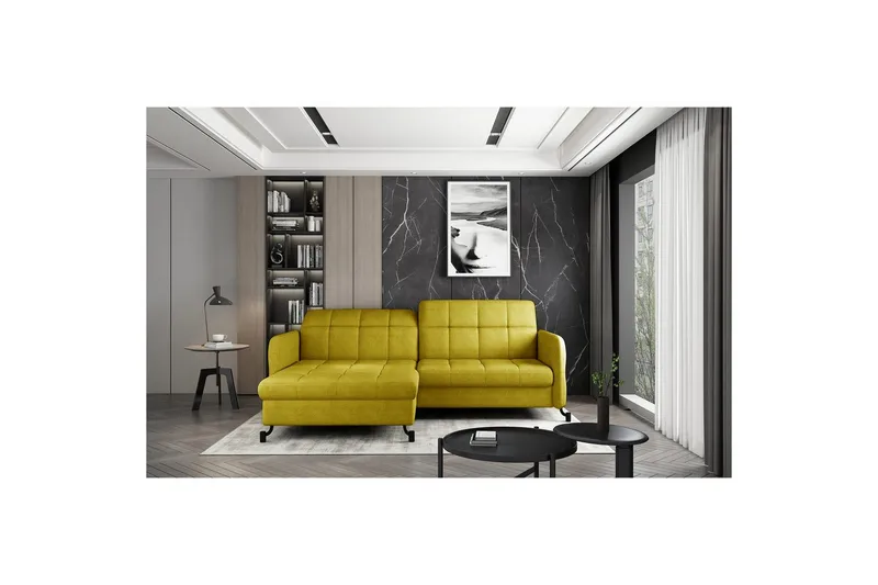 Seksjon Eltap Lorelle 225x160x105 cm - Omega 68, Gul, Venstre - Møbler - Sofaer - Sovesofaer - Sovesofa divan