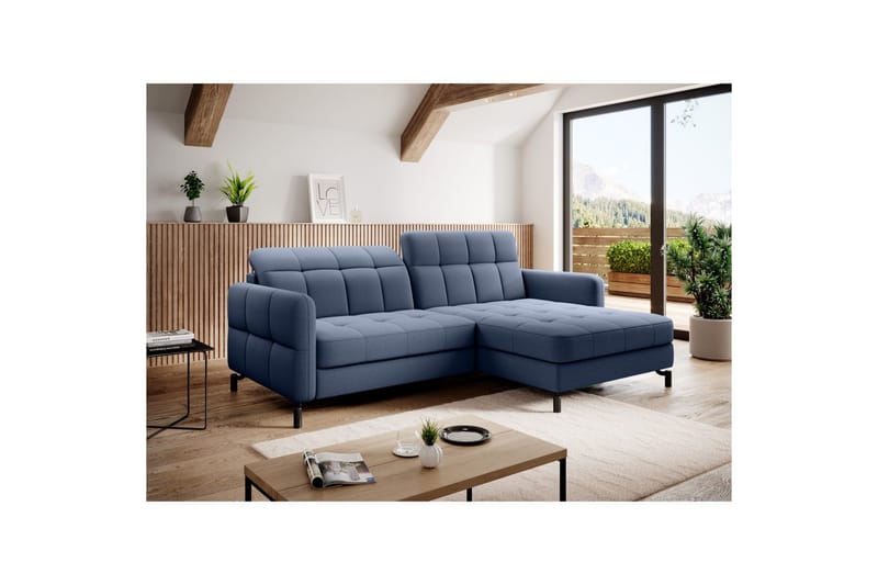 Seksjon Eltap Lorelle 225x160x105 cm - Omega 86, Blå, Høyre - Møbler - Sofaer - Sovesofaer - Sovesofa divan