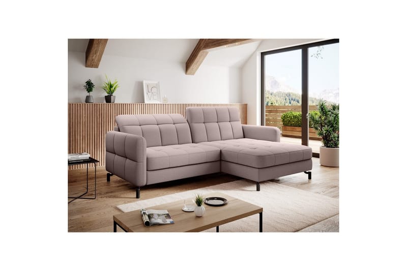 Seksjon Eltap Lorelle 225x160x105 cm - Omega 91, Rosa, Høyre - Møbler - Sofaer - Sovesofaer - Sovesofa divan