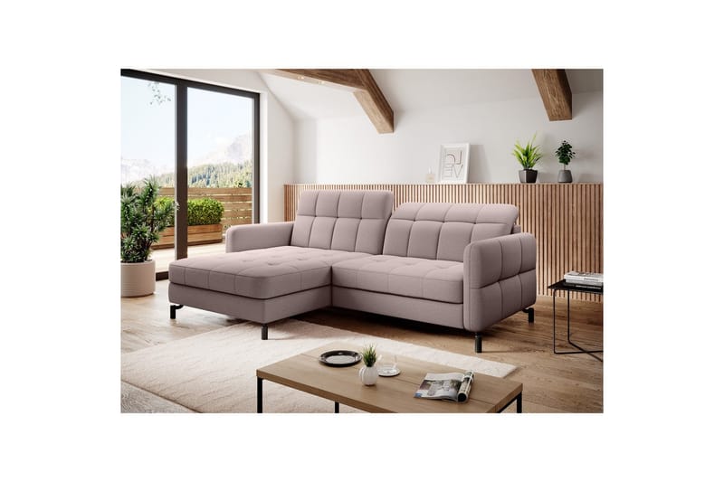 Seksjon Eltap Lorelle 225x160x105 cm - Omega 91, Rosa, Venstre - Møbler - Sofaer - Sovesofaer - Sovesofa divan