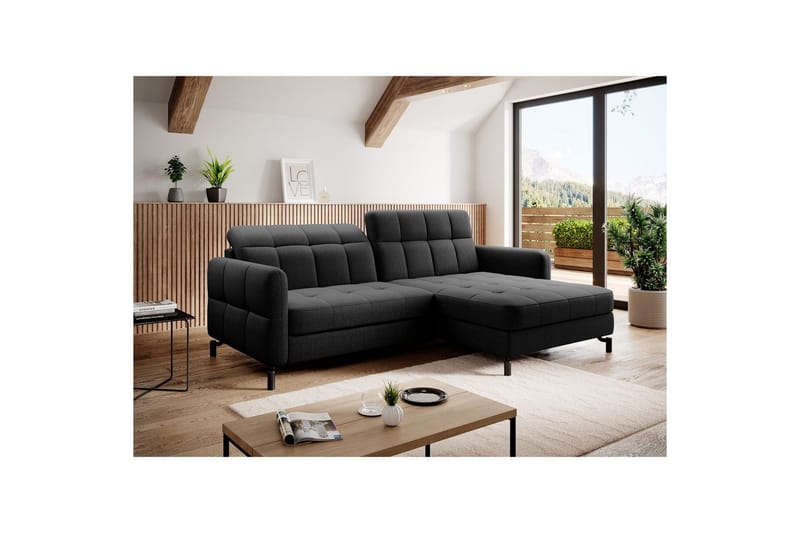 Seksjon Eltap Lorelle 225x160x105 cm - Sawana 14, Svart, Høyre - Møbler - Sofaer - Sovesofaer - Sovesofa divan