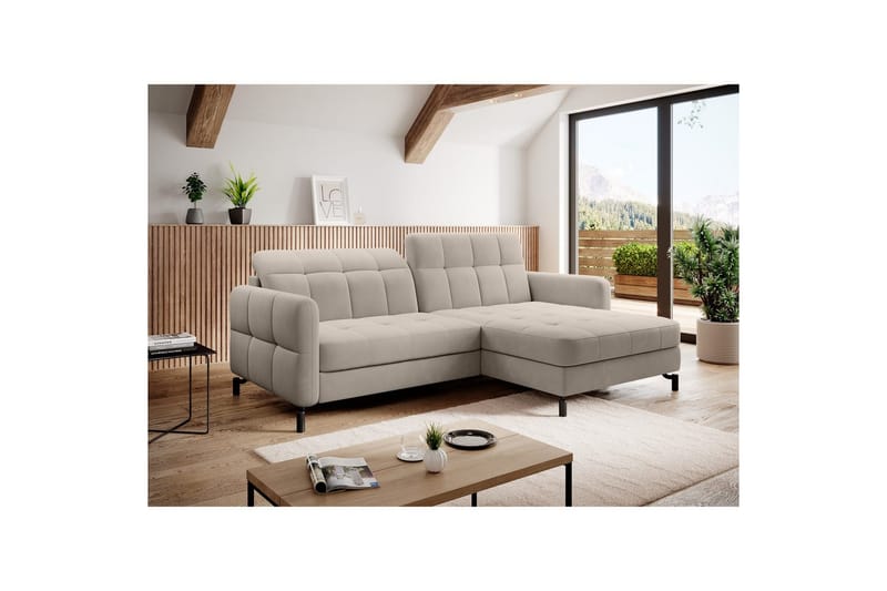Seksjon Eltap Lorelle 225x160x105 cm - Paros 02, Beige, Høyre - Møbler - Sofaer - Sovesofaer - Sovesofa divan