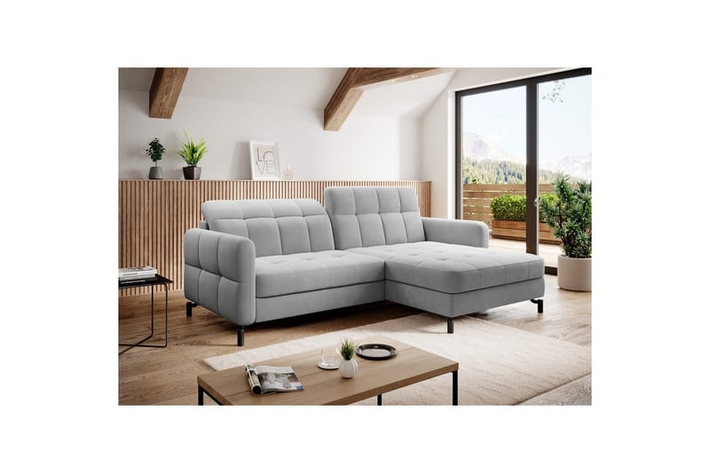 Seksjon Eltap Lorelle 225x160x105 cm - Paros 05, Lysegrå, Høyre - Møbler - Sofaer - Sovesofaer - Sovesofa divan