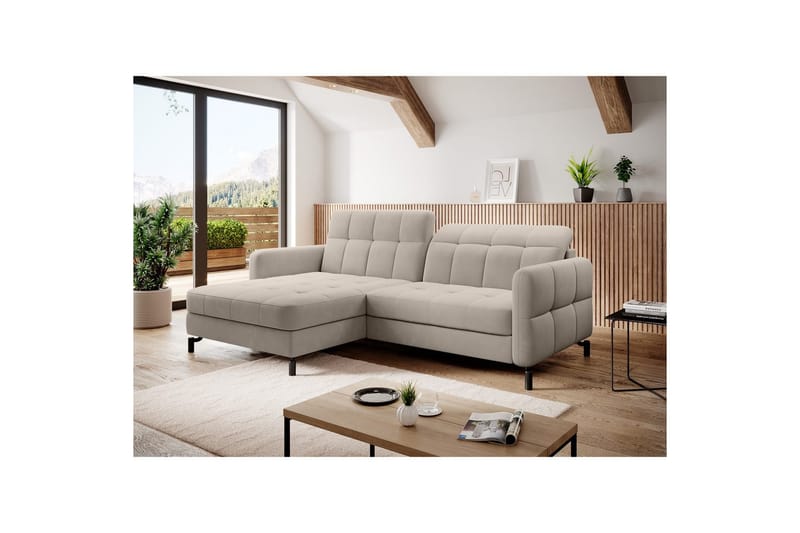 Seksjon Eltap Lorelle 225x160x105 cm - Paros 02, Beige, Venstre - Møbler - Sofaer - Sovesofaer - Sovesofa divan