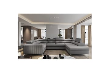 Seksjon Eltap Louis 347x202x92 cm - Flores 5, Grå, Høyre - Møbler - Sofaer - Sovesofaer - Hjørnesovesofa
