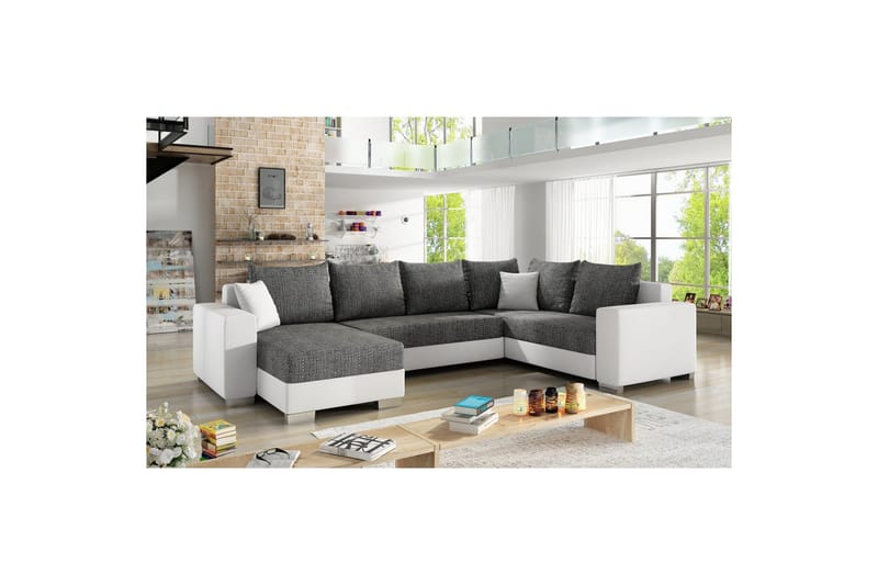 Seksjon Eltap Marco 312x210x92 cm, Berlin 02, Myk 17, Svart, Hvit, Venstre