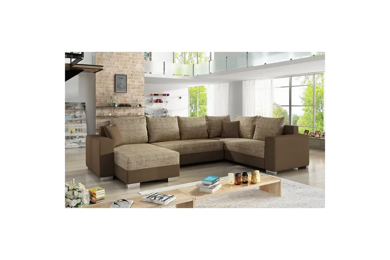 Seksjon Eltap Marco 312x210x92 cm, Berlin 03, Myk 15, Beige, Brun, Venstre