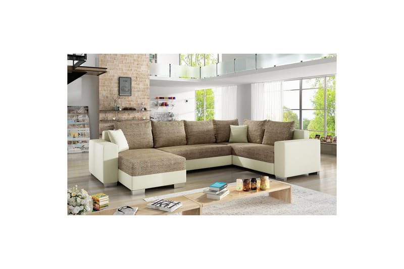 Seksjon Eltap Marco 312x210x92 cm - Berlin 03, Myk 33, Beige, Venstre - Møbler - Sofaer - Sovesofaer - Hjørnesovesofa