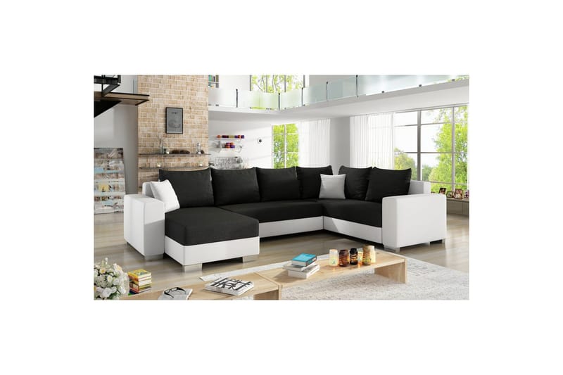 Seksjon Eltap Marco 312x210x92 cm - Sawana 14, Soft 17, Svart, Hvit, Venstre - Møbler - Sofaer - Sovesofaer - Hjørnesovesofa