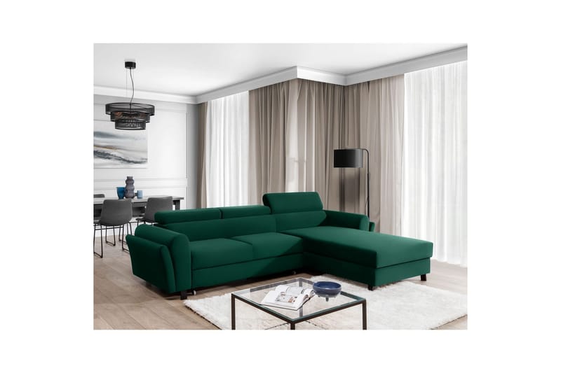Seksjon Eltap Mariall 288x200x92 cm - Kronos 19, Mørk grønn, Høyre - Møbler - Sofaer - Sovesofaer - Sovesofa divan