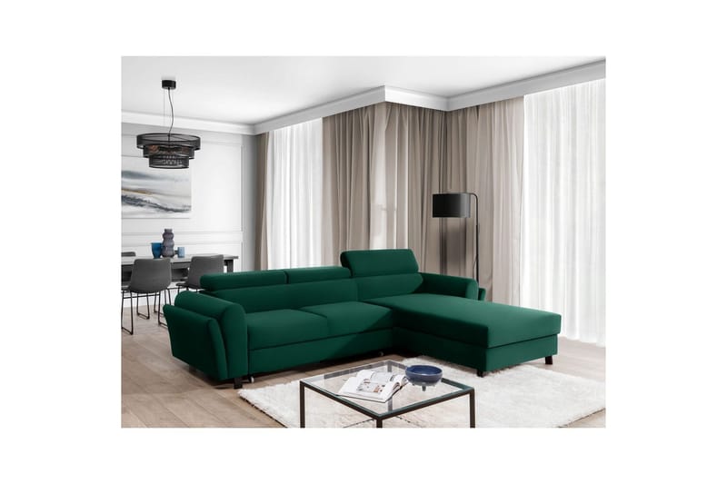 Seksjon Eltap Mariall 288x200x92 cm - Kronos 19, Mørk grønn, Høyre - Møbler - Sofaer - Sovesofaer - Sovesofa divan