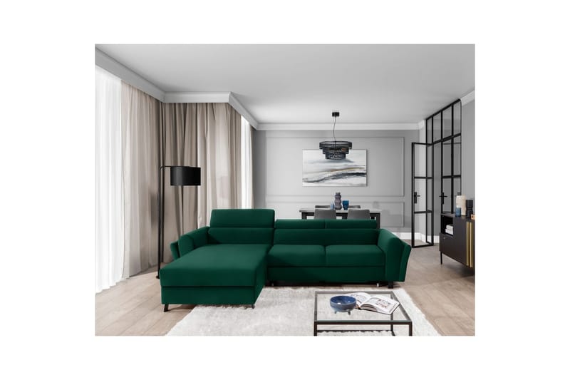 Seksjon Eltap Mariall 288x200x92 cm - Kronos 19, Mørk grønn, Venstre - Møbler - Sofaer - Sovesofaer - Sovesofa divan