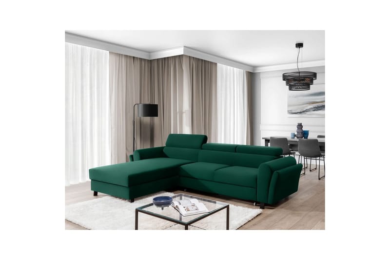 Seksjon Eltap Mariall 288x200x92 cm - Kronos 19, Mørk grønn, Venstre - Møbler - Sofaer - Sovesofaer - Sovesofa divan