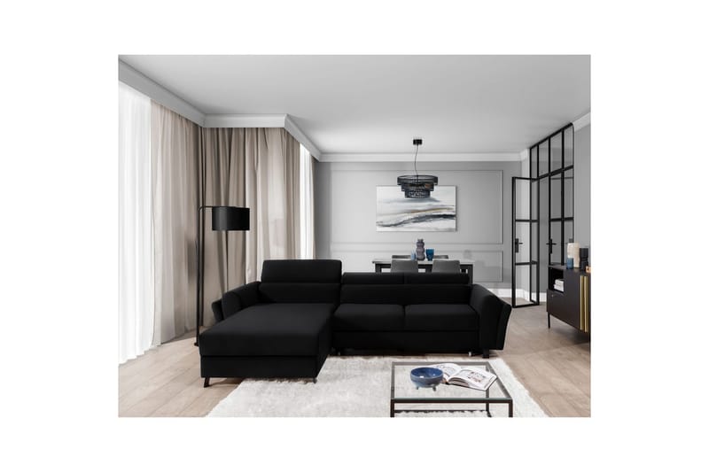 Seksjon Eltap Mariall 288x200x92 cm - Mat Velvet 99, Blå, Venstre - Møbler - Sofaer - Sovesofaer - Sovesofa divan