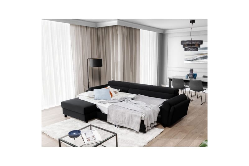 Seksjon Eltap Mariall 288x200x92 cm - Mat Velvet 99, Blå, Venstre - Møbler - Sofaer - Sovesofaer - Sovesofa divan