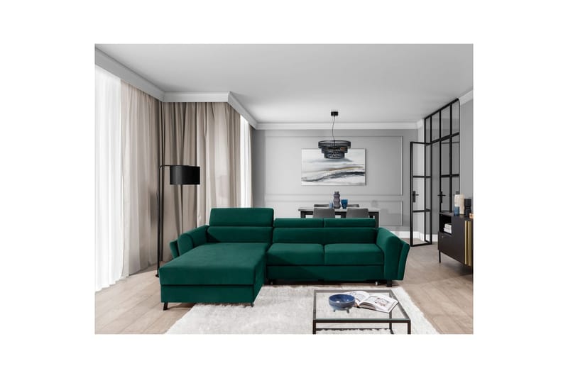 Seksjon Eltap Mariall 288x200x92 cm - Monolith 37, Grønn, Venstre - Møbler - Sofaer - Sovesofaer - Sovesofa divan