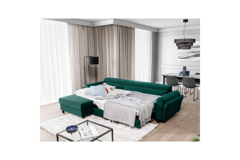 Seksjon Eltap Mariall 288x200x92 cm - Monolith 37, Grønn, Venstre - Møbler - Sofaer - Sovesofaer - Sovesofa divan