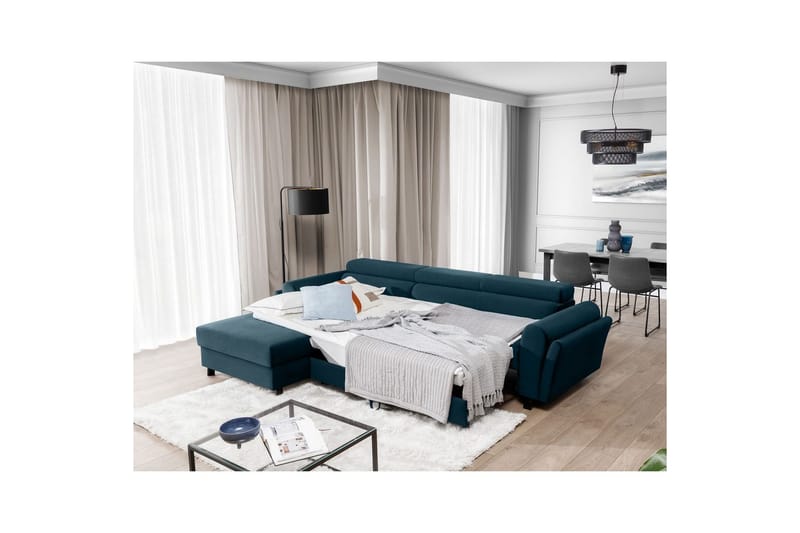 Seksjon Eltap Mariall 288x200x92 cm - Monolith 77, Blå, Venstre - Møbler - Sofaer - Sovesofaer - Sovesofa divan