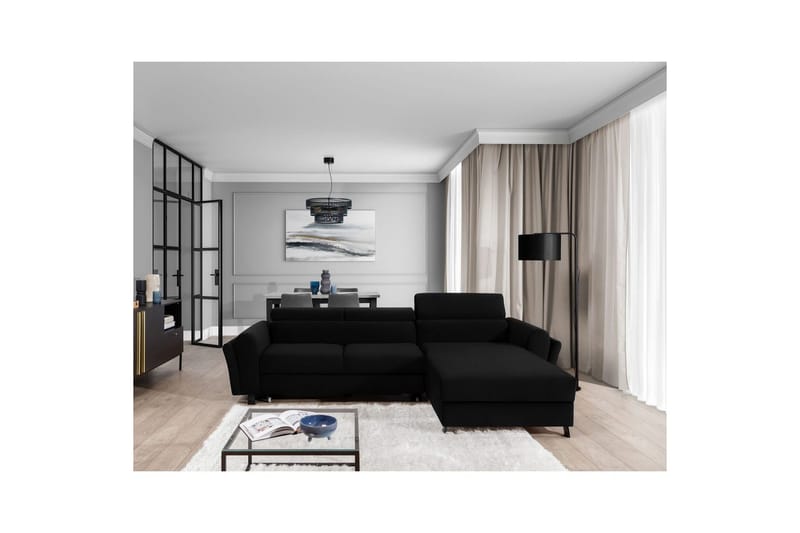 Seksjon Eltap Mariall 288x200x92 cm - Sawana 14, Svart, Høyre - Møbler - Sofaer - Sovesofaer - Sovesofa divan