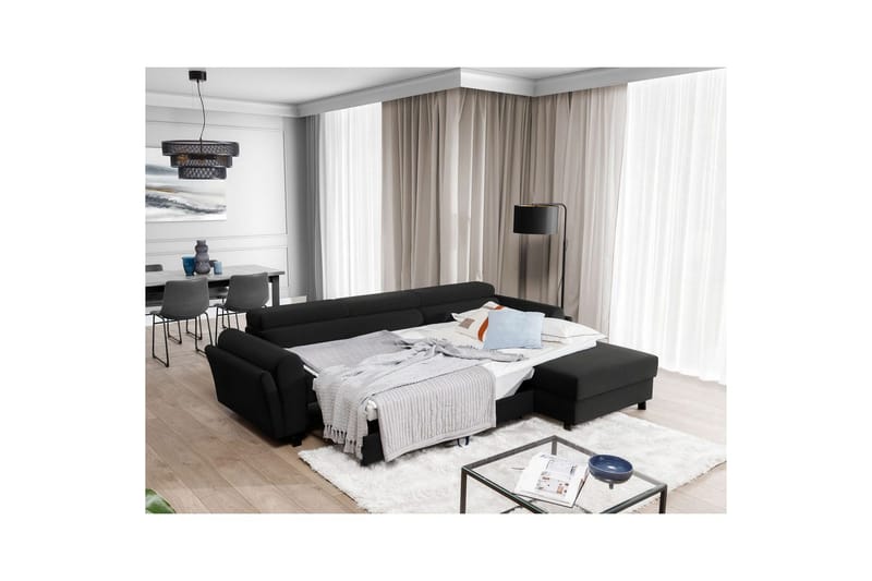 Seksjon Eltap Mariall 288x200x92 cm - Sawana 14, Svart, Høyre - Møbler - Sofaer - Sovesofaer - Sovesofa divan