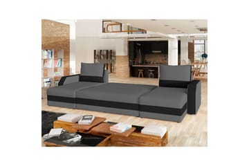 Seksjon Eltap Marion 312x143x88 cm - Alova 36, Alova 04, Grå, Svart - Møbler - Sofaer - Sovesofaer - U sovesofa