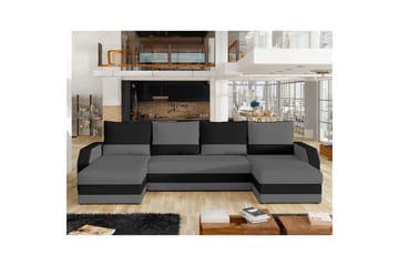 Seksjon Eltap Marion 312x143x88 cm - Alova 36, Alova 04, Grå, Svart - Møbler - Sofaer - Sovesofaer - U sovesofa