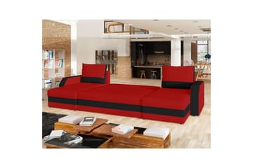 Seksjon Eltap Marion 312x143x88 cm - Alova 46, Alova 04, Rød, Svart - Møbler - Sofaer - Sovesofaer - U sovesofa