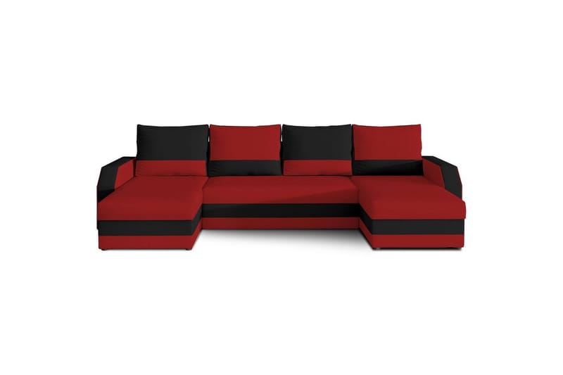 Seksjon Eltap Marion 312x143x88 cm - Alova 46, Alova 04, Rød, Svart - Møbler - Sofaer - Sovesofaer - U sovesofa
