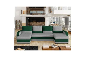 Seksjon Eltap Marion 312x143x88 cm - Paros 05, Kronos 19, Lys grå, Mørk grønn - Møbler - Sofaer - Sovesofaer - U sovesofa