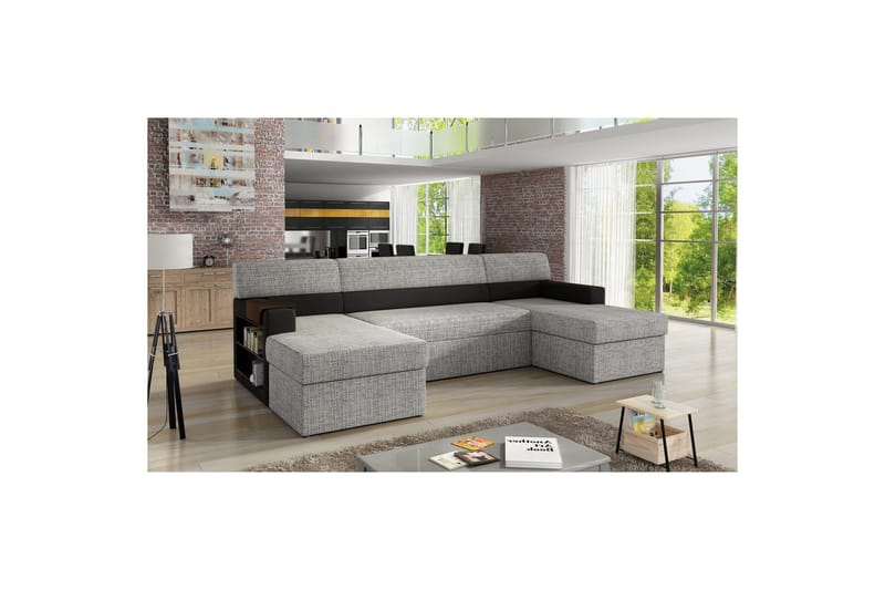 Seksjon Eltap Markos 310x159x90 cm - Berlin 01, Soft 11, Grå, Svart, Venstre - Møbler - Sofaer - Sovesofaer - U sovesofa