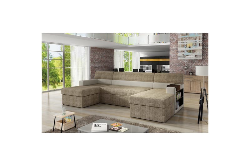 Seksjon Eltap Markos 310x159x90 cm - Berlin 03, Myk 33, Beige, Høyre - Møbler - Sofaer - Sovesofaer - U sovesofa